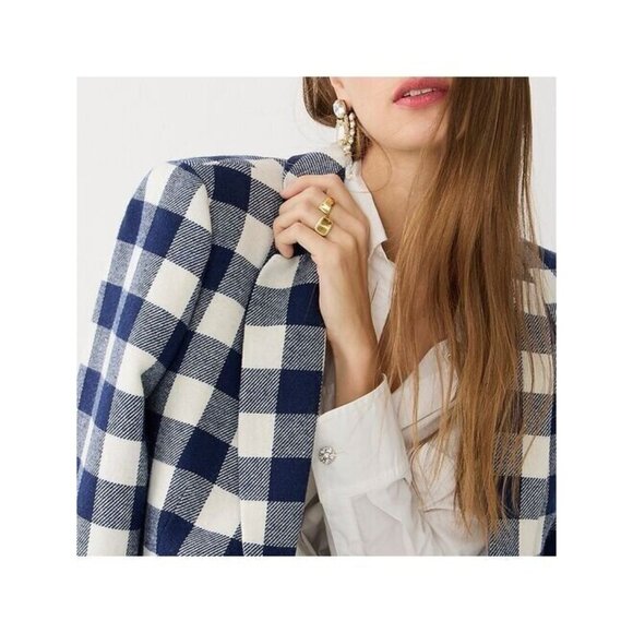 NWT J.Crew Alfie Topcoat in Ivory Blue Buffalo Check Italian Wool Coat 10 - Picture 9 of 11